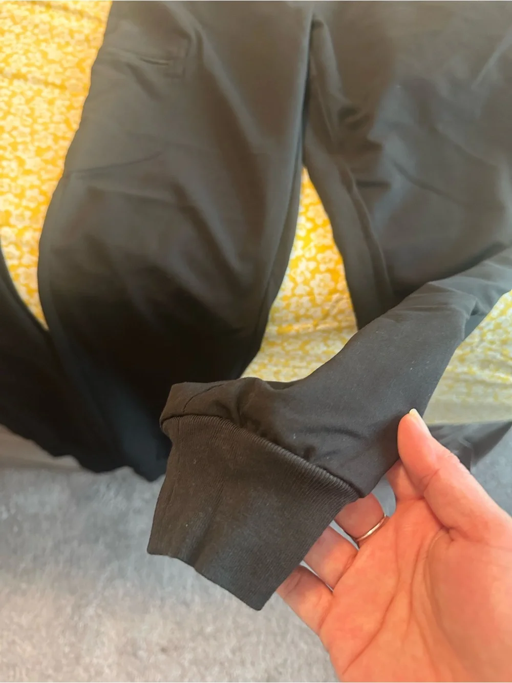 FIGS Kids Black Joggers with Light Blue Drawstring